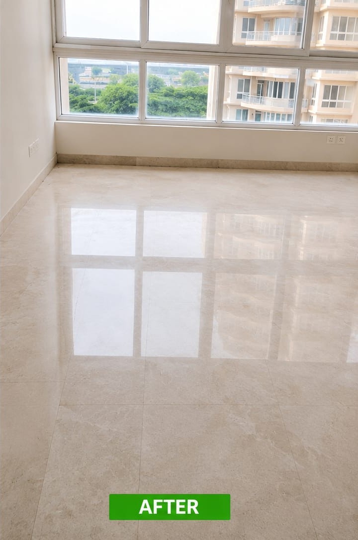 Marble floor status after diamond gloss polish